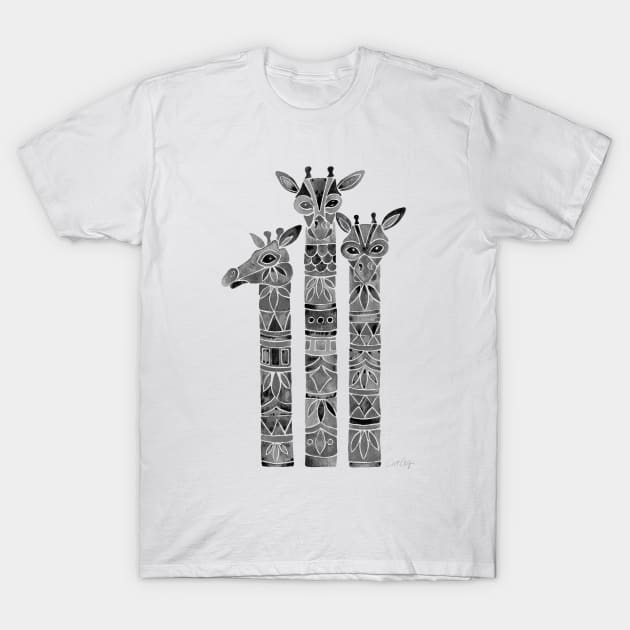 giraffes black T-Shirt by CatCoq